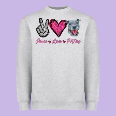 Peace Love Pitties Heavyweight Sweatshirt Designed By Jasminsmagicworld