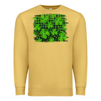 Antique Gold st patrick's day shamrock and plaid distressed background Premium Sweatshirt - RanaPortraitStore
