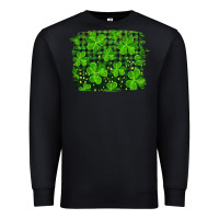 Black st patrick's day shamrock and plaid distressed background Premium Sweatshirt - RanaPortraitStore