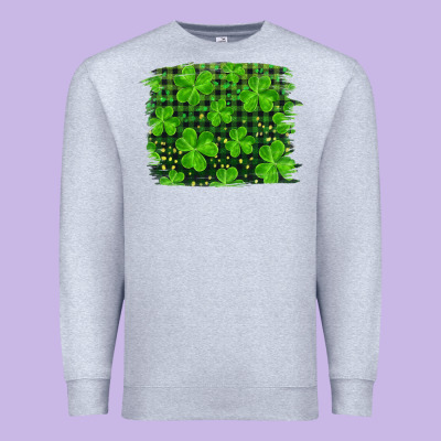 St Patrick's Day Shamrock And Plaid Distressed Background Premium Sweatshirt Designed By Ranaportraitstore