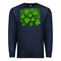 Navy st patrick's day shamrock and plaid distressed background Premium Sweatshirt - RanaPortraitStore