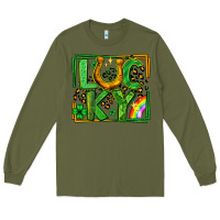 Army Green lucky horseshoe st patricks day leopard frame Long Sleeve Tee - LillyAllenDesigns