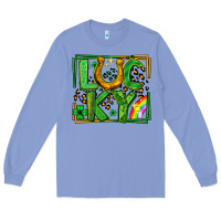 Colony Blue lucky horseshoe st patricks day leopard frame Long Sleeve Tee - LillyAllenDesigns