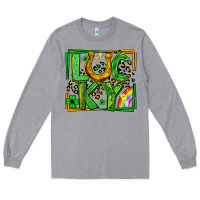 Heather Grey lucky horseshoe st patricks day leopard frame Long Sleeve Tee - LillyAllenDesigns