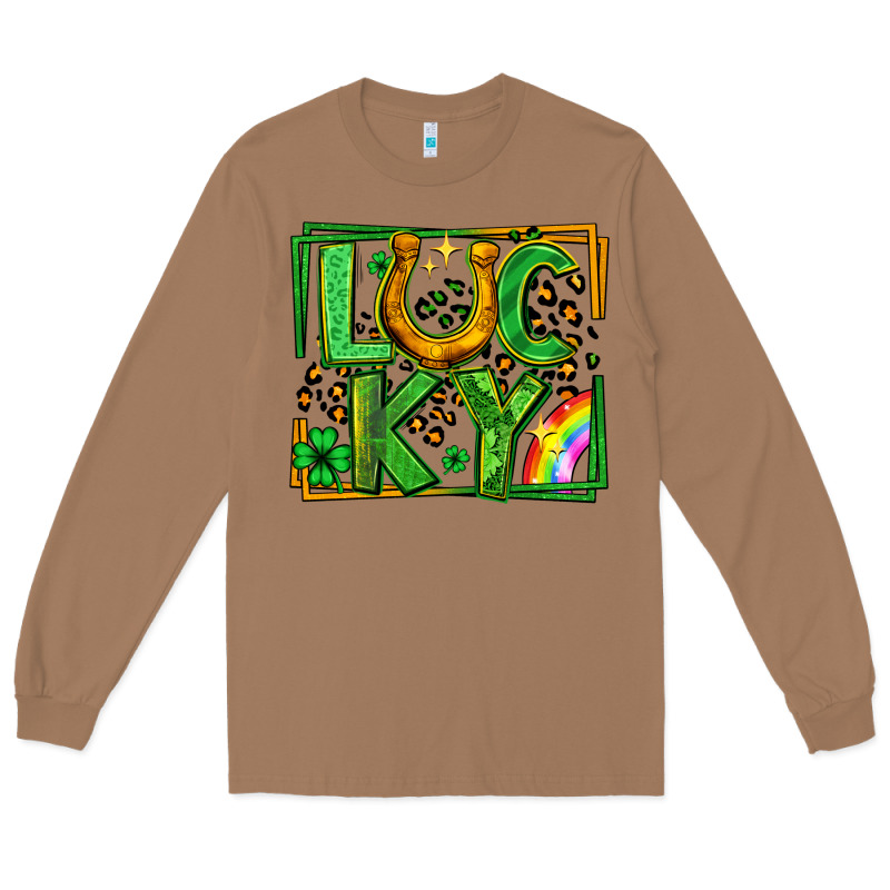 Lucky Horseshoe St Patricks Day Leopard Frame Long Sleeve Tee by LillyAllenDesigns | Teevron