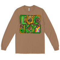 Toasted Coconut lucky horseshoe st patricks day leopard frame Long Sleeve Tee - LillyAllenDesigns
