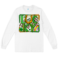 White lucky horseshoe st patricks day leopard frame Long Sleeve Tee - LillyAllenDesigns