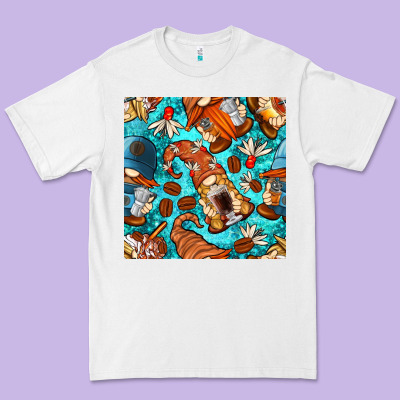 Coffee And Barista Gnomes With Glitter Seamless Pattern Bbs Premium Tee Designed By Bundleandbundleshop
