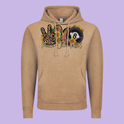 Peace Love Pool Vintage Hoodie Designed By Racoondesign