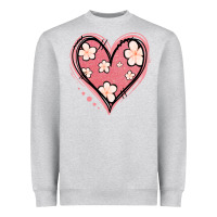 Heather Grey floral pink glitter heart Heavyweight Sweatshirt - Jasminsmagicworld