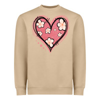 Floral Pink Glitter Heart Heavyweight Sweatshirt | Teevron