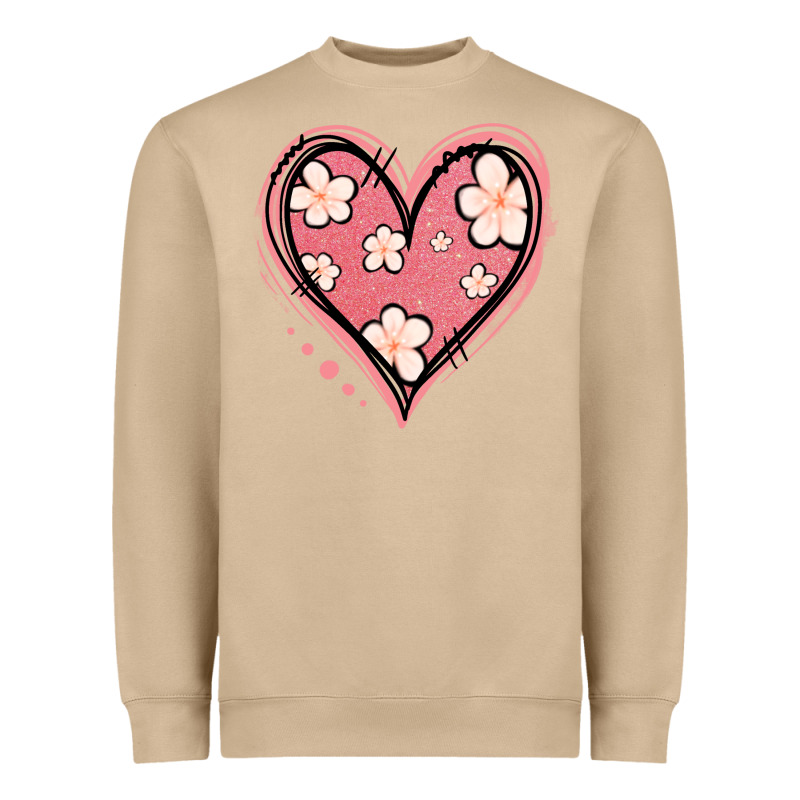 Floral Pink Glitter Heart Heavyweight Sweatshirt by Jasminsmagicworld | Teevron