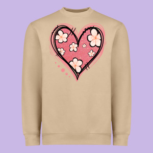 Floral Pink Glitter Heart Heavyweight Sweatshirt Designed By Jasminsmagicworld