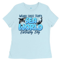 Baby Blue Whale Hello There Sea World Birthday Boy Ladies Tee - CowhideDigitalArt