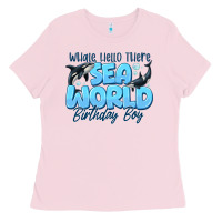 Bubblegum Pink Whale Hello There Sea World Birthday Boy Ladies Tee - CowhideDigitalArt