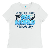 White Whale Hello There Sea World Birthday Boy Ladies Tee - CowhideDigitalArt