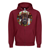 Burgundy Western Christmas Calf Zipper Hoodie - RanaPortraitStore
