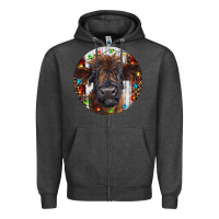 Charcoal Heather Western Christmas Calf Zipper Hoodie - RanaPortraitStore