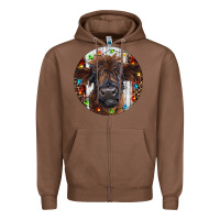 Chestnut Western Christmas Calf Zipper Hoodie - RanaPortraitStore