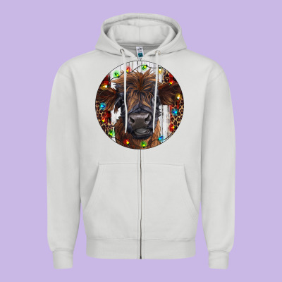 Western Christmas Calf Zipper Hoodie Designed By Ranaportraitstore