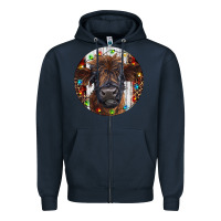 Navy Western Christmas Calf Zipper Hoodie - RanaPortraitStore
