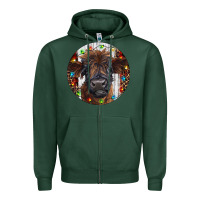Sports Green Western Christmas Calf Zipper Hoodie - RanaPortraitStore