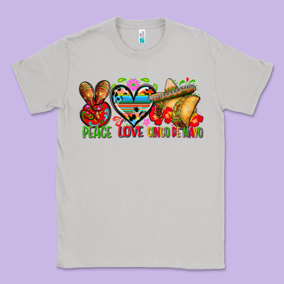 Peace Love Cinco De Mayo Classic Tee Designed By Fadigitalartstudio