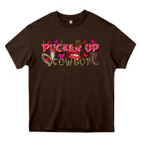 Chocolate Brown Pucker Up Cowboy Valentine's Day Heavy Core Tee - FaDigitalArtStudio