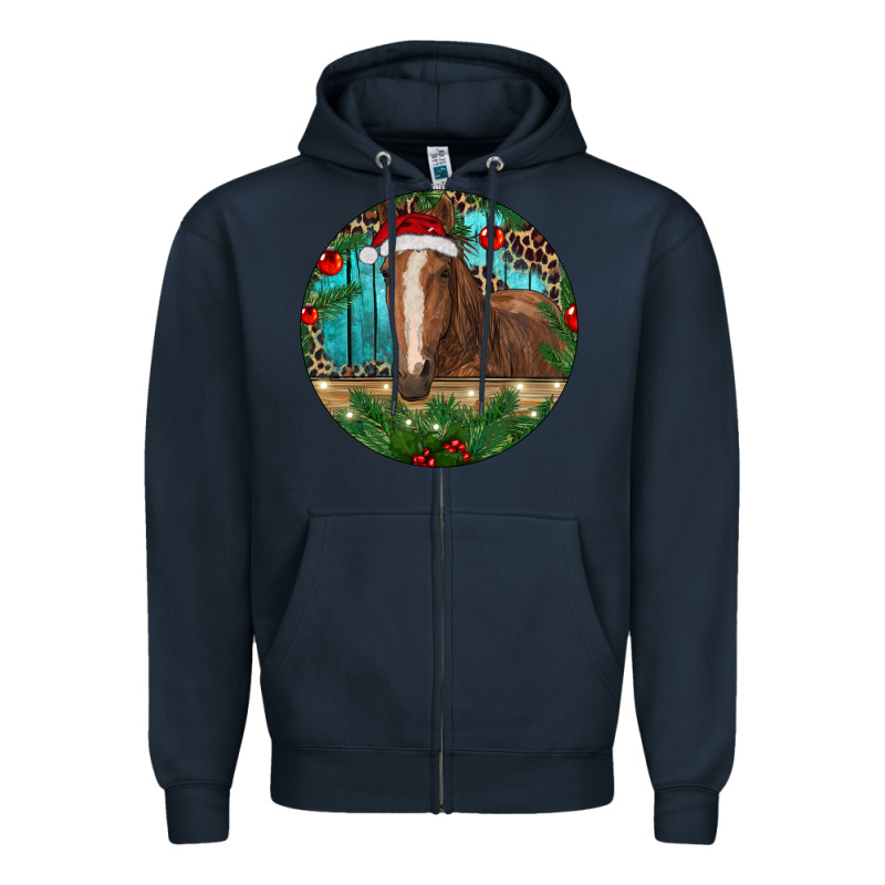 Brown Horse Christmas Zipper Hoodie by RanaPortraitStore | Teevron