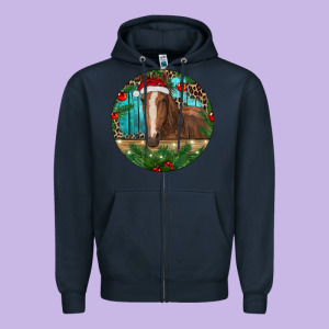 Brown Horse Christmas Zipper Hoodie Designed By Ranaportraitstore