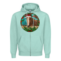 Seafoam Brown Horse Christmas Zipper Hoodie - RanaPortraitStore