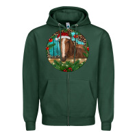 Sports Green Brown Horse Christmas Zipper Hoodie - RanaPortraitStore
