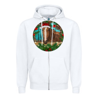 White Brown Horse Christmas Zipper Hoodie - RanaPortraitStore