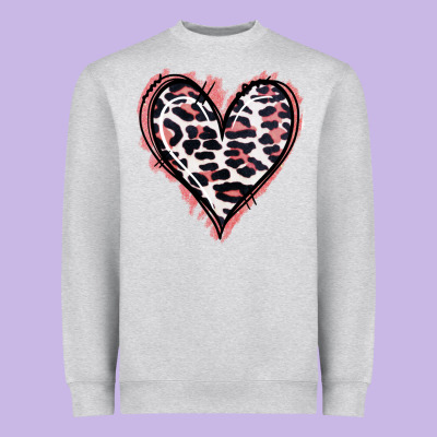 Leopard Glitter Heart Heavyweight Sweatshirt Designed By Jasminsmagicworld