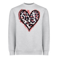Heather Grey Leopard Glitter Heart Heavyweight Sweatshirt - Jasminsmagicworld