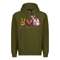 Army Green Peace Love Valentines Gnomes Premium Hoodie - Jasminsmagicworld