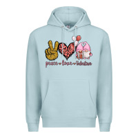 Blue Mist Peace Love Valentines Gnomes Premium Hoodie - Jasminsmagicworld