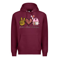 Burgundy Peace Love Valentines Gnomes Premium Hoodie - Jasminsmagicworld