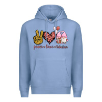 Colony Blue Peace Love Valentines Gnomes Premium Hoodie - Jasminsmagicworld