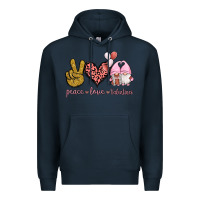 Navy Peace Love Valentines Gnomes Premium Hoodie - Jasminsmagicworld