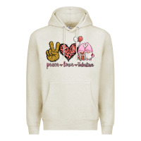 Oatmeal Heather Peace Love Valentines Gnomes Premium Hoodie - Jasminsmagicworld