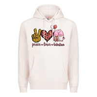 Pale Pink Peace Love Valentines Gnomes Premium Hoodie - Jasminsmagicworld