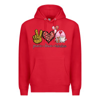 Red Peace Love Valentines Gnomes Premium Hoodie - Jasminsmagicworld