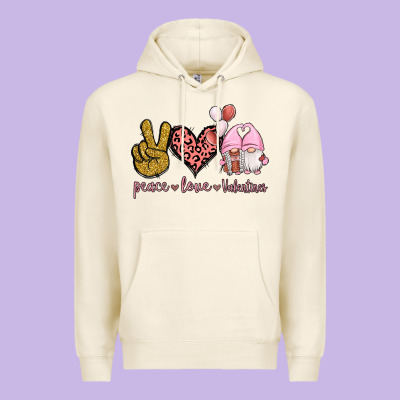 Peace Love Valentines Gnomes Premium Hoodie Designed By Jasminsmagicworld