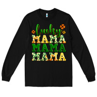 Black lucky mama mama mama  St. Patrick's Long Sleeve Tee - LillyAllenDesigns