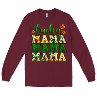 Burgundy lucky mama mama mama  St. Patrick's Long Sleeve Tee - LillyAllenDesigns