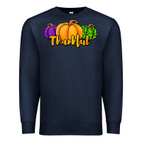 Navy halloween pumpkins thankful Premium Sweatshirt - Jasminsmagicworld