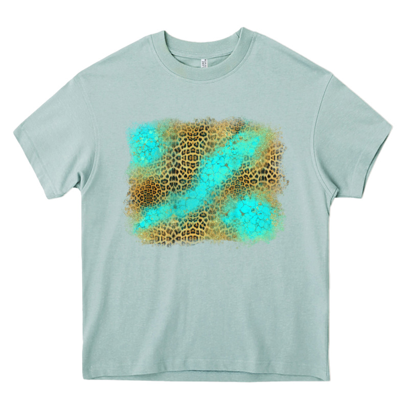 Turquoise Leopard Background Heavy Core Tee by Jasminsmagicworld | Teevron