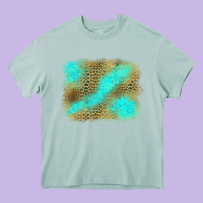 Turquoise Leopard Background Heavy Core Tee Designed By Jasminsmagicworld