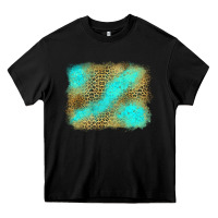 Black Turquoise Leopard Background Heavy Core Tee - Jasminsmagicworld
